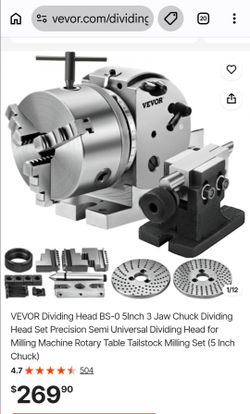 VEVOR BS-0 5-Inch Dividing Head Set with Tailstock