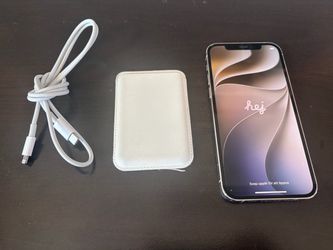 Unlocked iPhone 12 Pro with MagSafe Wallet and Lightning to USB-C Cable