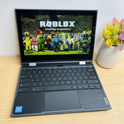 Touchscreen Lenovo Chromebook x360 – Flip Design Laptop with Stylus & Charger | 4GB RAM, 32GB SSD – Includes Free Gifts