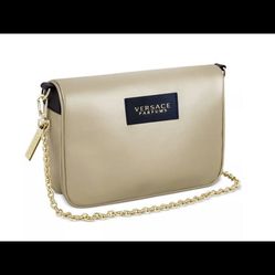 Versace Fragrance Gold Clutch Shoulder Crossbody Handbag Purse Pouch Bag + Free Designer Sample