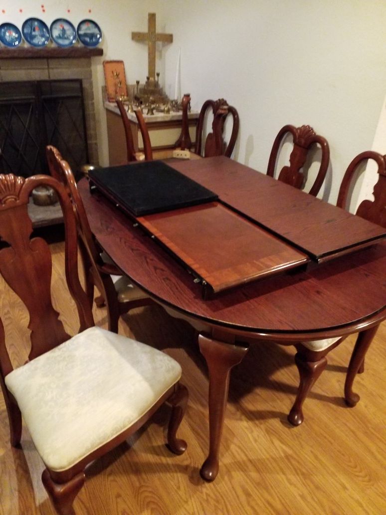 Cherry dining table 6 chairs