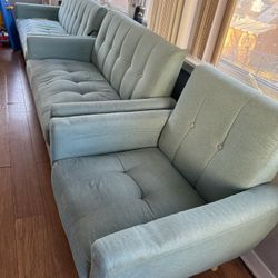 Modern Living Room Set Of 3. Teal Color.