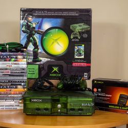 Original Green Xbox Halo Edition CIB with Games & More GTA