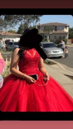 Red quinceañera dress