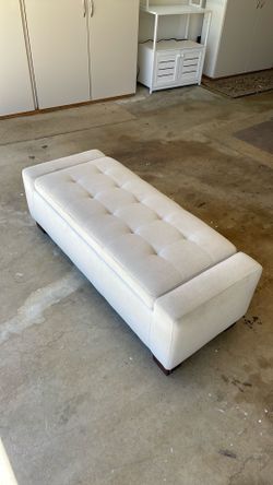 Beige fabric ottoman