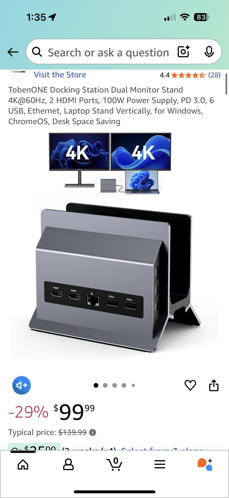 Laptop TobenOne Dual Monitor HDMI DOCKING STATION