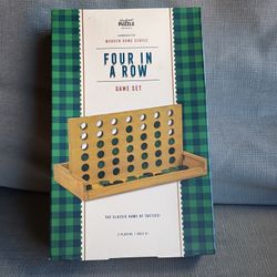 Four in a Row" wooden game set. 