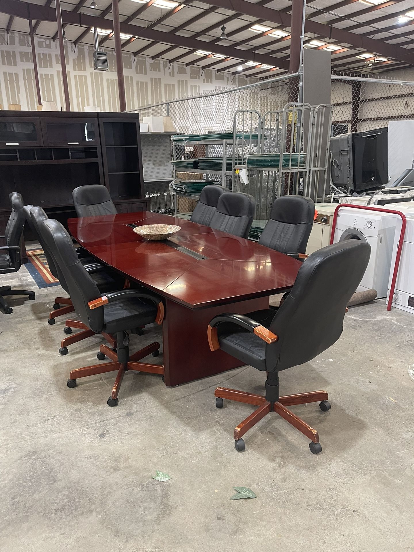 Conference table with eight chairs