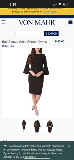 Calvin Klein Women's Sheath Dress Black Size 10 Bell Sleeve solid