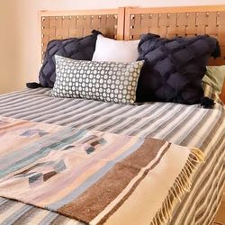 Woven leather headboard
