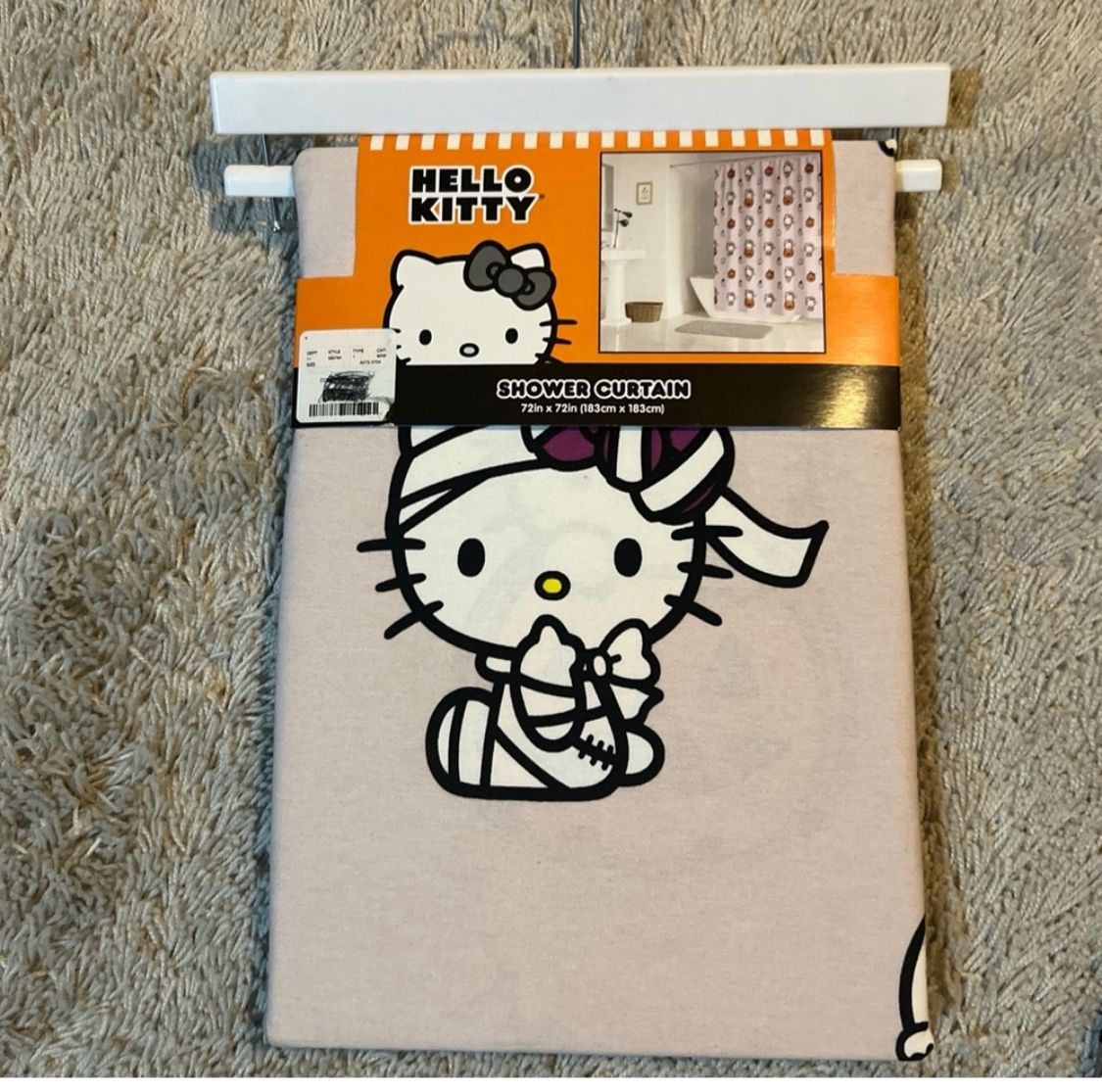 Hello Kitty Pumpkin Mummy Halloween Shower Curtain