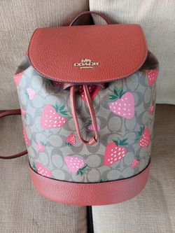 Coach Strawberry Print Dempsey Backpack Nwt $150 Firm Alamo Ranch/ Nw Vista College