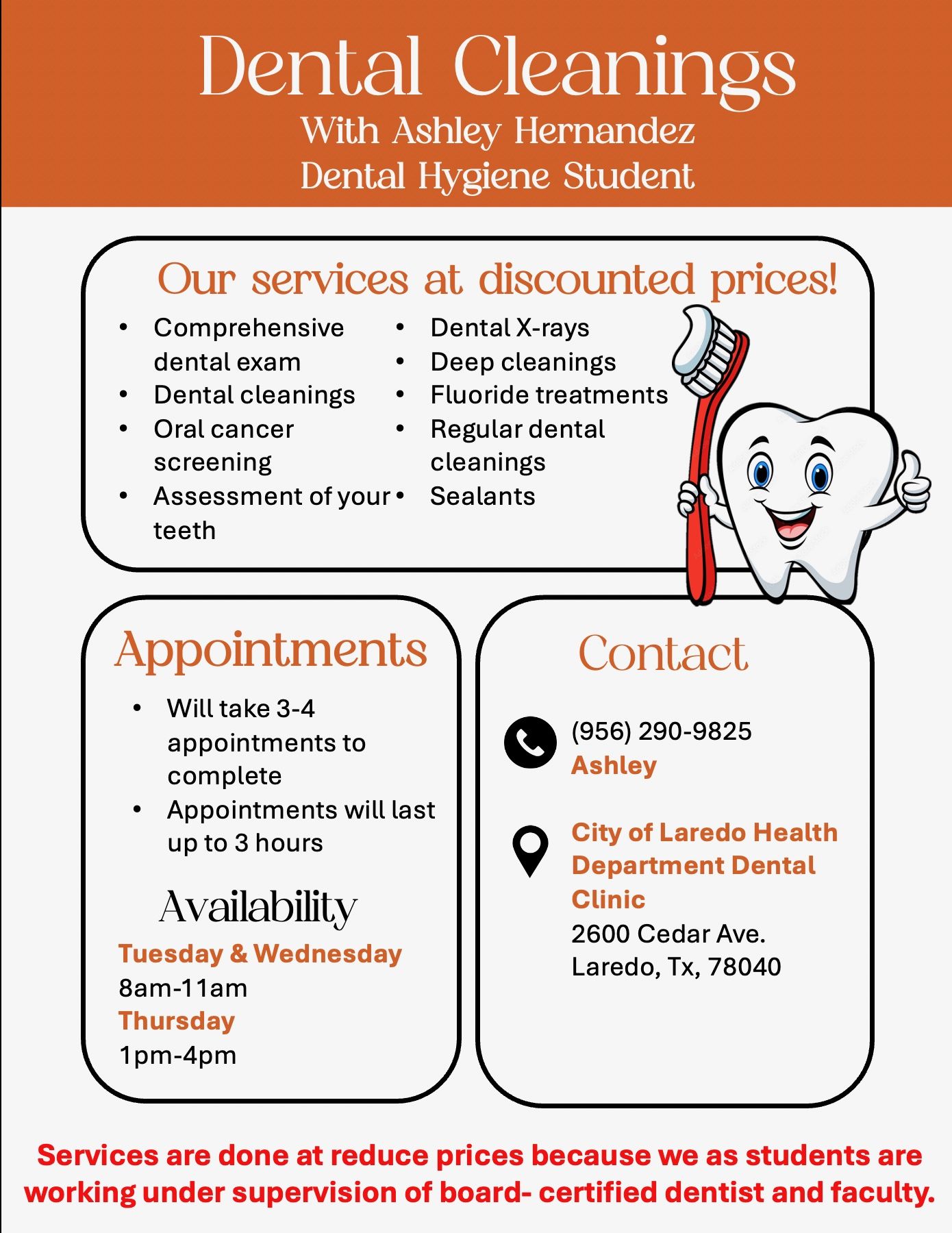 Dental Cleanings By Dental Hygiene Student