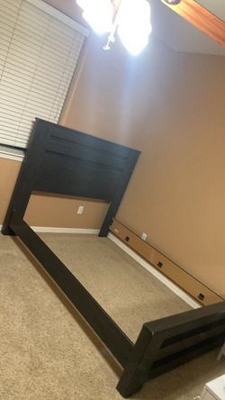 Dark Wood Bed Frame with Headboard