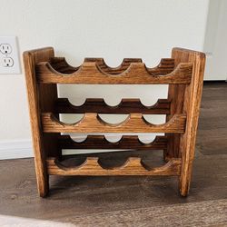 Vintage Teak Wood Mid-Century Wine Rack 9 Bottles Danish Modern 15/9/16 Inch 