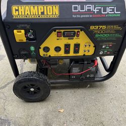 Champion Duel Fuel Generator 9375 Starting Watts - Gas Or Propane- Used Once And Cables
