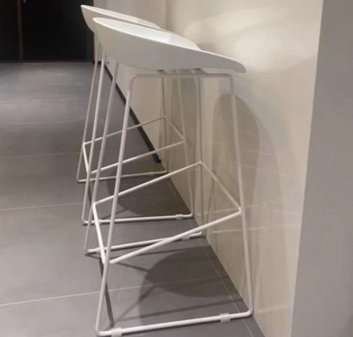 2 White Bar Stools 