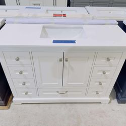 48 in. W x 22 in. D in White Single Bath Vanity with Marble Top in White  $719 