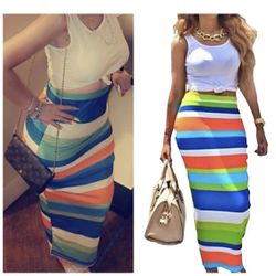 Women’s  Crop Top Maxi Skirt Outfit Two Piece Bodycon Maxi Dress scoop neck sleeveless top maxi long skirt 