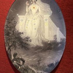 John Derian La Belle Etoile (The Beautiful Star) decoupage oval plate. Signed. 10-inch high.