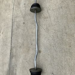 Curl Bar With 50 Lbs 