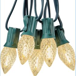 Brightown C7 LED Warm White Christmas Lights Outdoor, 100FT String with 100 Plastic Bulbs, Traditional Hanging Holiday Lights for Christmas Tree, Pati