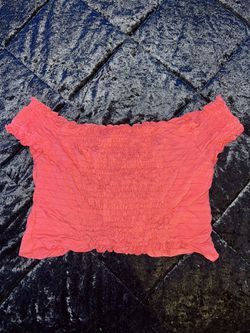 Today’s Salmon Pink Scrunched Off The Shoulder Crop Top Thumbnail
