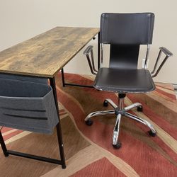 47” Modern Computer Desk Table, Storage Bag & Chrome Chair escritorio moderno y silla cromada