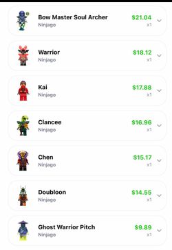 Lego Ninjago minifigs for sale.