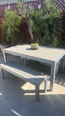 Patio table with two benches