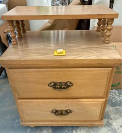 Vintage Wood 2-Drawer Nightstand with Spindle Side Rails