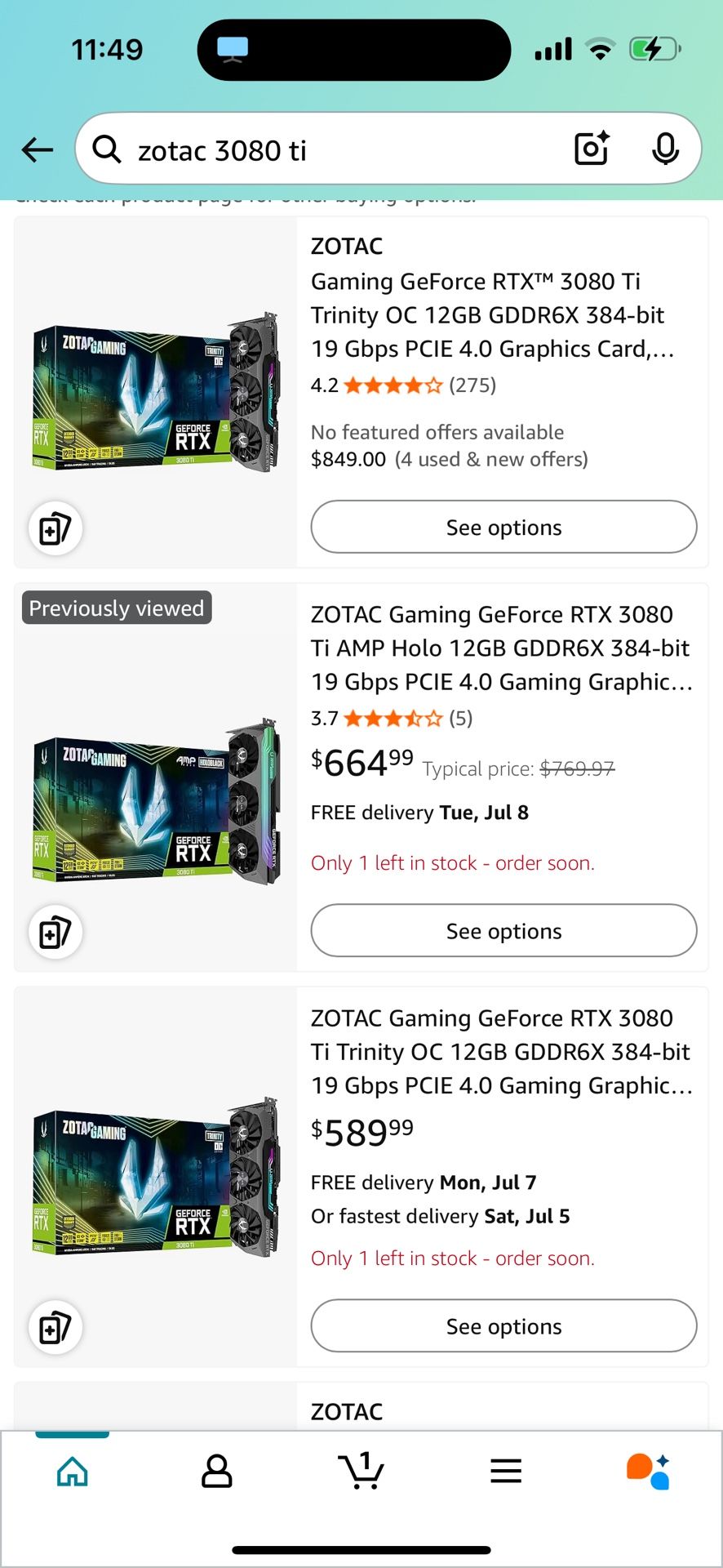 Zotac 3080TI - Like New - $500