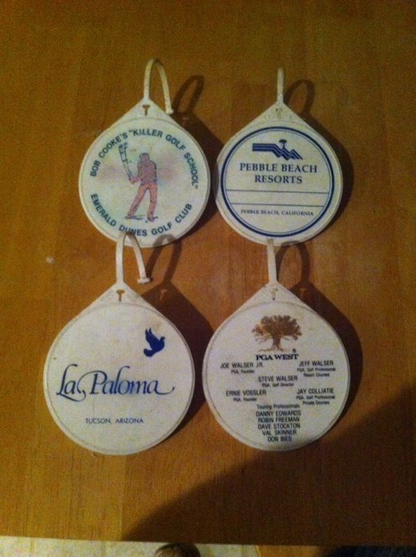 Four Vintage Golf Bag Tags