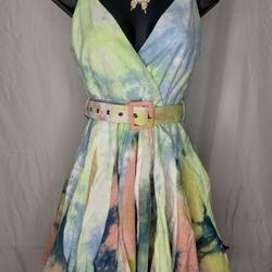 *Brand New*Tye Dye Skater Party Dress, Multiple Size Available, Adjustable Shoulder Straps, Side Zipper 