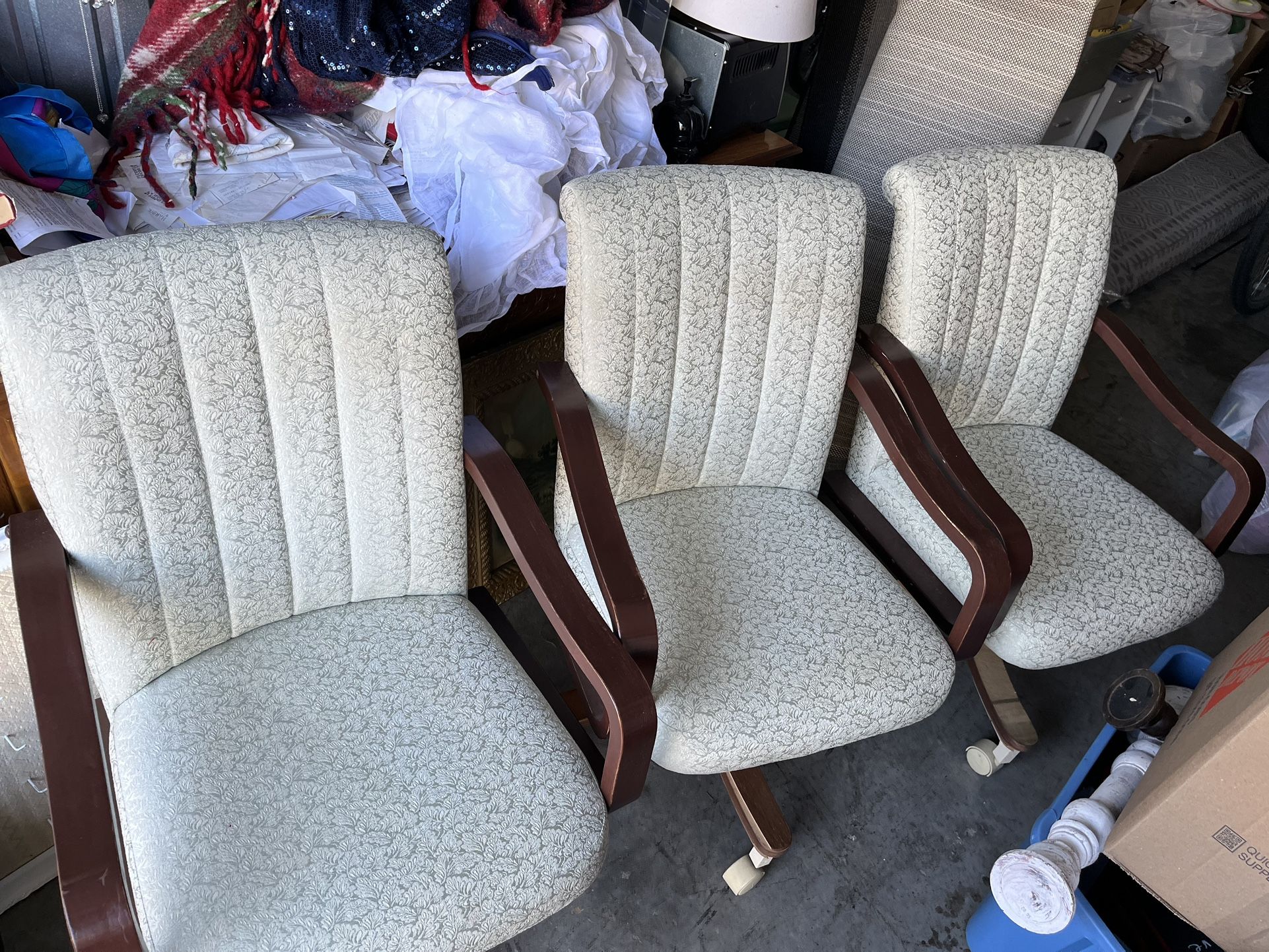 Set Of 3 Antique Rolling Chairs