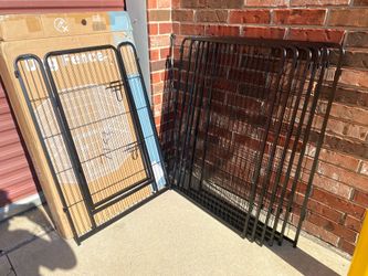 DUMOS 40” 8 Panel Foldable Metal Pet Fence with Door, Black