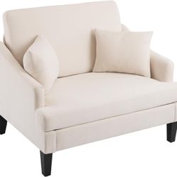 Oversized Accent Chair, 41'' Wide Seat Comfy Armchair with 2 Pillows, Upholstered Big Reading Chair, Modern Single Sofa Chair for Living Room Bedroom 