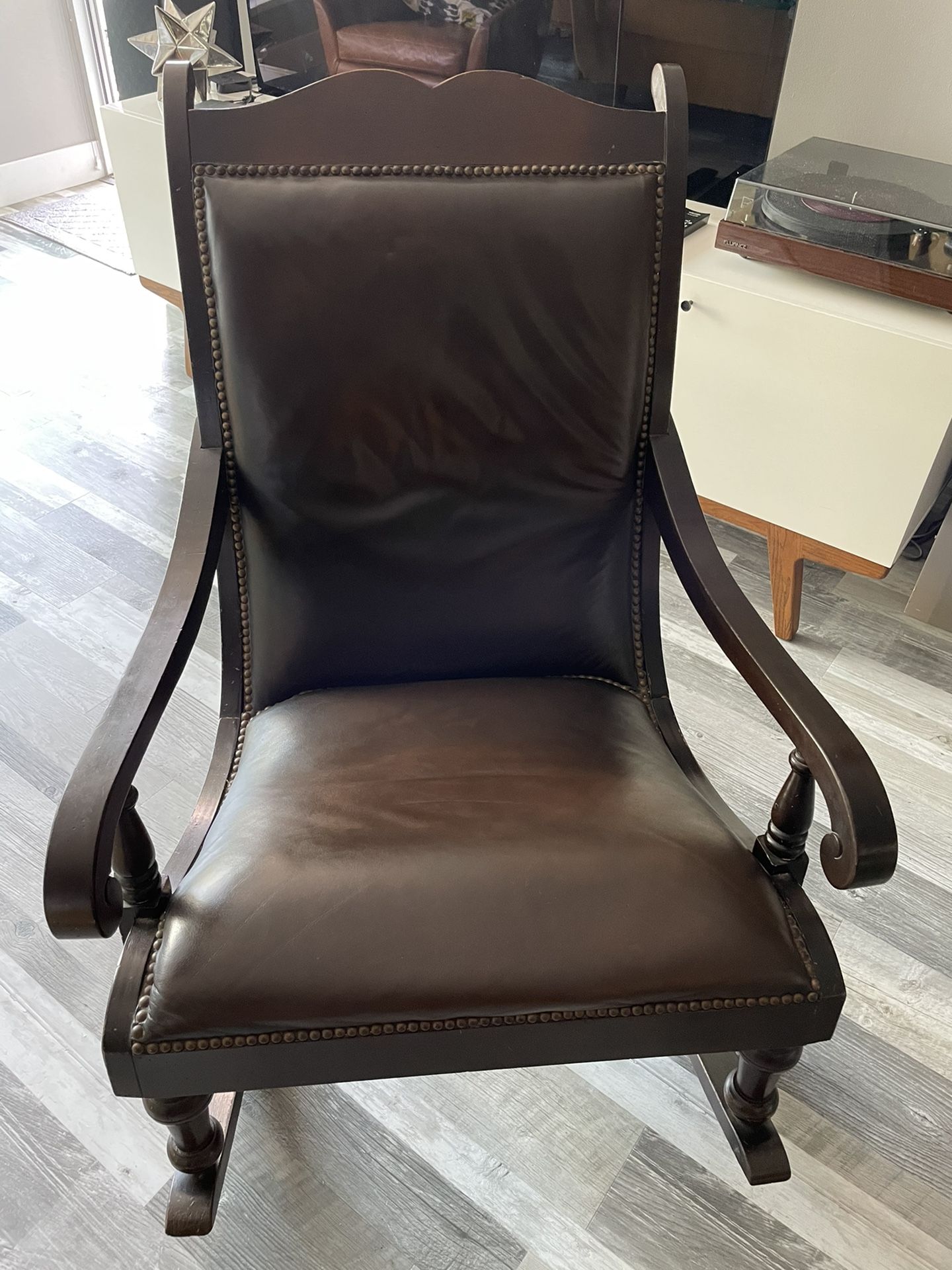 Beautiful Leather Solid Wood Rocking Chair Price Is Negotiable