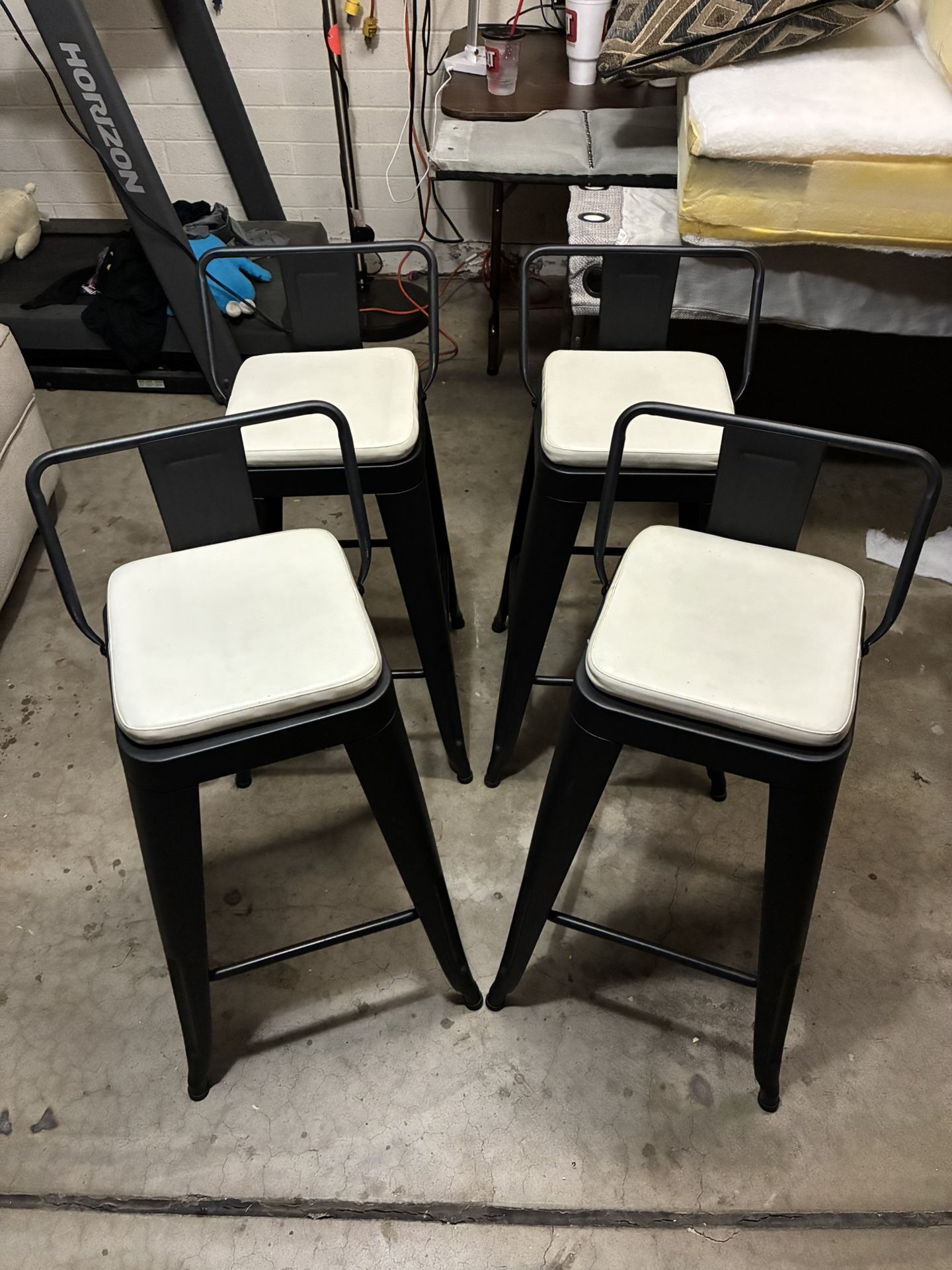 4 Bar Stools Metal W/leather Cushions !!