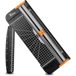 Firbon A4 Paper Cutter 12 Inch Titanium Paper Trimmer Scrapbooking Tool with Automatic Security Safeguard and Side Ruler for Craft Paper, Coupon, Labe