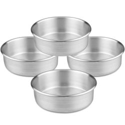 TOP KITCHEN Aluminum Cake Pan Set for Baking, Natural Baking Pan Round set, Party Cake Pan silver