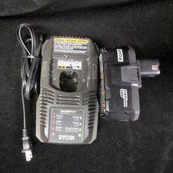 Ryobi ONE+ P118 18V NiCd Lithium Ion Battery Charger + 4Ah Battery