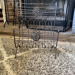 Magazine Rack Wood Holder For Fireplace 