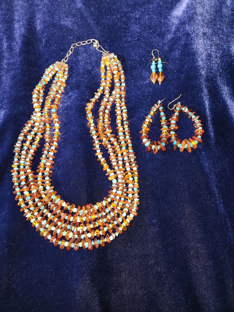 Jay King Amber And Turquoise Necklace