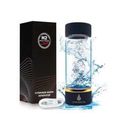 Hydrogen Water Bottle, 3Min Rapid High Content Alkaline Hydrogen Water, USB-C Rechargeable Hydrogen Water Machine, Portable 14OZ, SPE PEM Tech