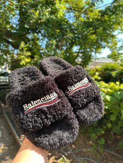 Balenci Plush Furry Slides