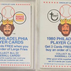1979 & 1980 Topps Burger King Phillies Compete Team Sets