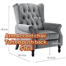 😀 Artechworks Velvet Tufted Push Back Arm Accent Chair Recliner Single Reclining for Adjustable Club Chair Home Padded Seating Living Room 