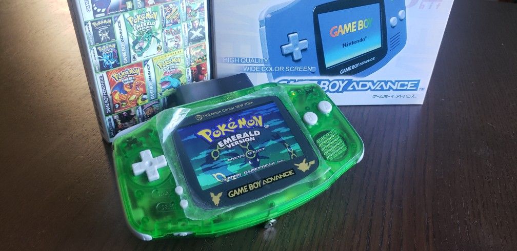 POKEMON EDITION GBA modded GAMEBOY ADVANCE Backlit LCD USB CHARGER NO BATTERIES NEEDED WITH 369 GAMES IN 1