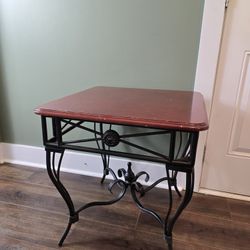 Contemporary Modern Baker Wood Topped Metal Side End Tables 1990s